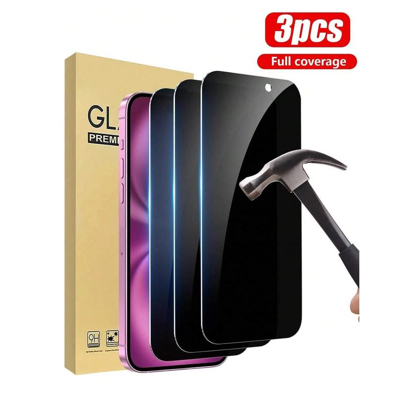 Privacy Protection Screen Protector Set for iPhone Series, 0.33mm Thickness Anti-Spy Full Coverage Film, 3-Piece Pack for Enhanced Security for iPhone 17 16 15 14 13 12 11 Pro Max Plus Air