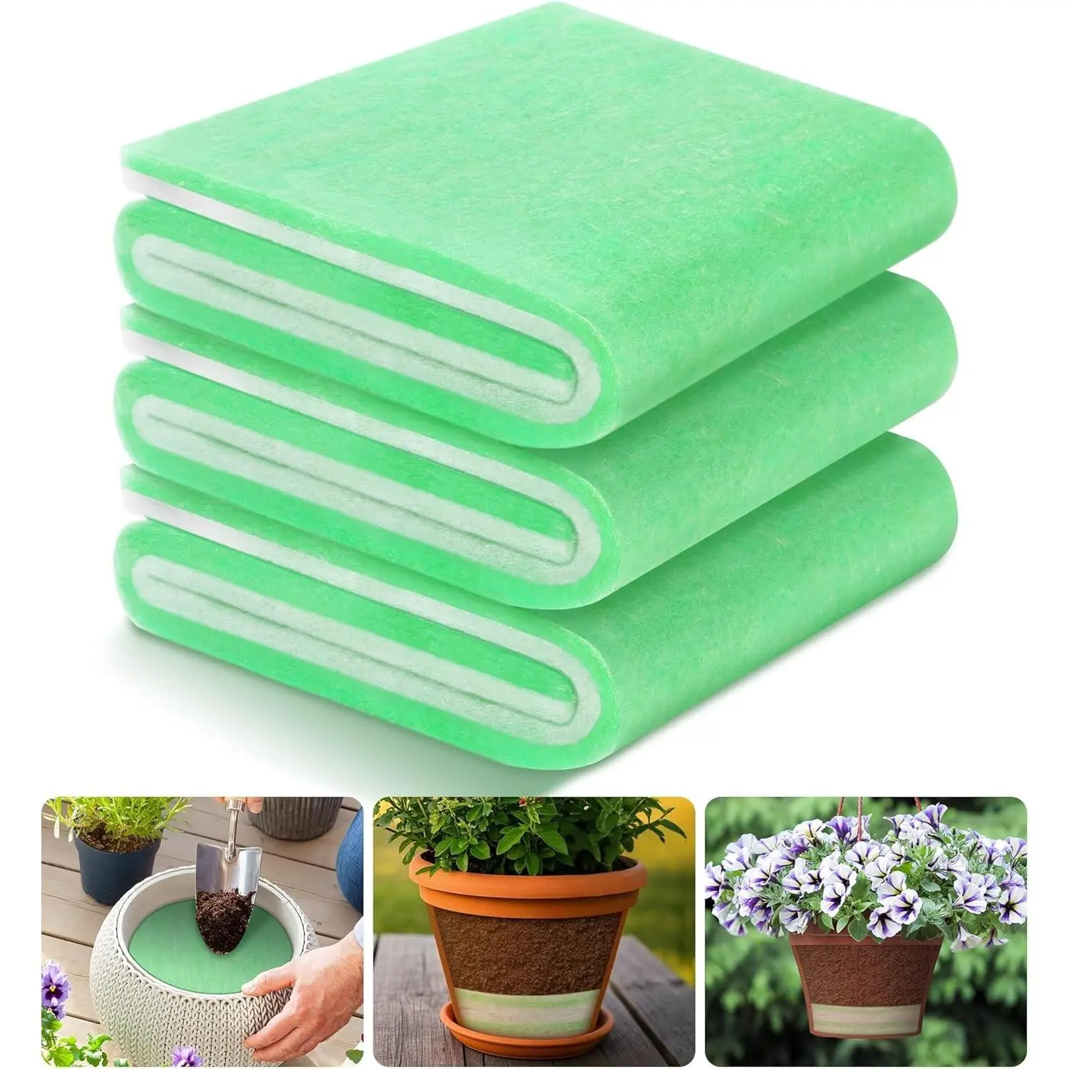 3 Pcs Flower Pot Filler Insert - 31.5" x 11.8"Cuttable Soil Saver for Tall Planters-Lightweight Planter Drainage Material for Large Pots, Prevent Root Rot Improve Airflow for Indoor Outdoor Gardening