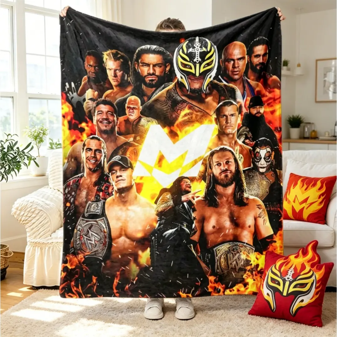 Wrestling Champion Flannel Blanket, Sports Fan Plush Throw Blanket for Adults & Kids, Ultra Soft Warm Cozy Fleece Blanket for Bed Sofa Couch Travel Camping Room Decor, Fan Gift