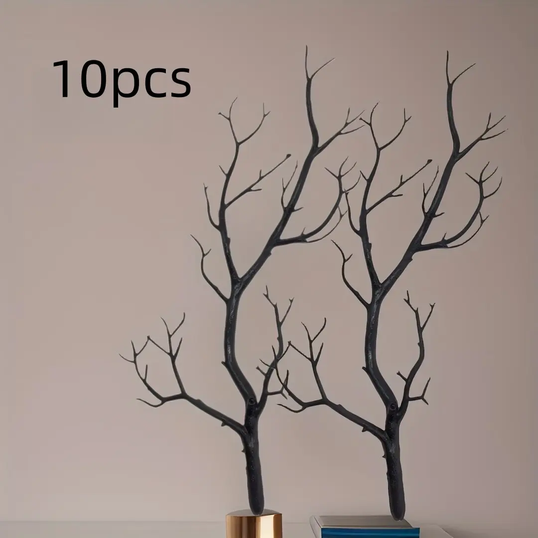 10pcs Artificial Tree Branches, Simulated Fake Trees, Christmas & Halloween Decor, Indoor Holiday Decor, Day of the Dead, Graveyard Decor