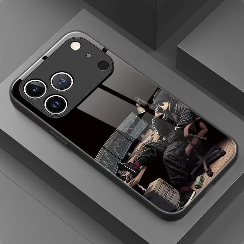 Hacker Pattern TPU Phone Case & High-Definition Tempered Glass Screen Protector Bundle Set - Full Coverage Mobile Accessories for iPhone 13-17, Samsung Models, Holiday Gift