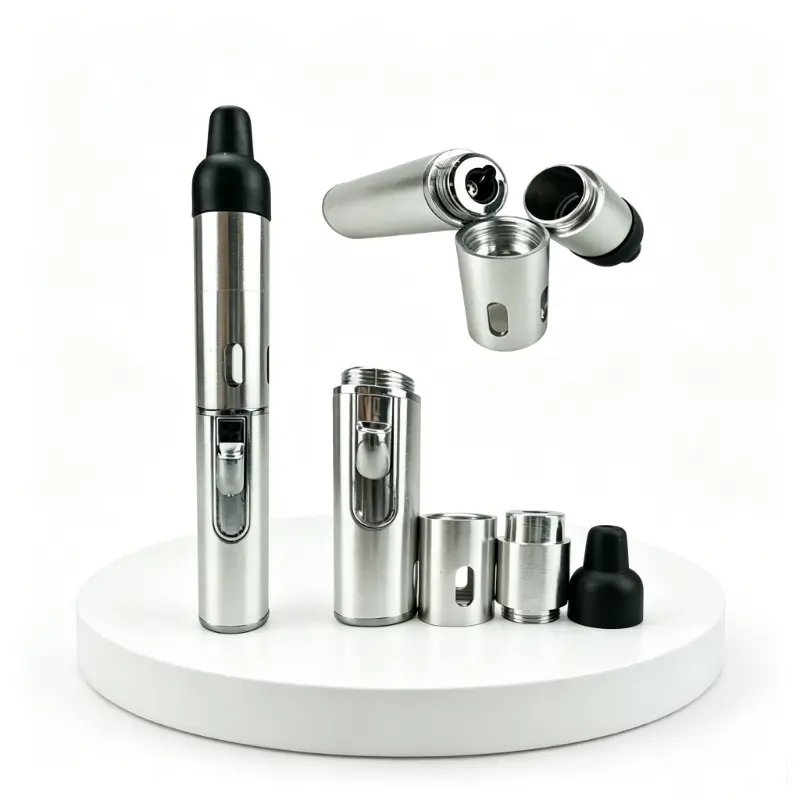 Silver Detachable Pen Shaped Pocket Lighter Portable Windproof Ignition Tool