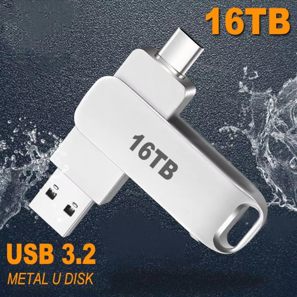 16TB USB 3.2 Flash Drives High Speed Transfer Metal Pendrive Memory Card Pendrive Flash Disk Memoria Waterproof Stick