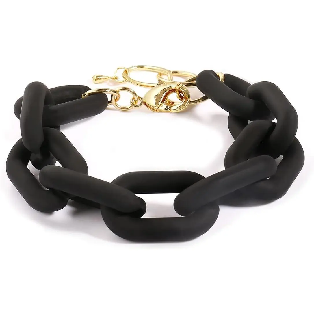 Chunky Colourful  Chain Bracelet  Bracelet For Women Neon Plastic Rainbow Summer Surfer