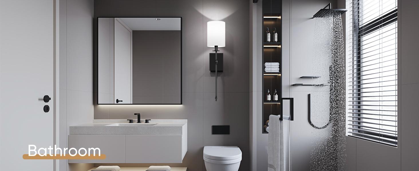 24.8in Rechargable Wall Sconces Set of 2 with Remote, Indoor Not Hardwired Dimmable Wall Lamps with White Fabric Shade, Rechargeable Wireless wall lights For Bedroom, 2 Bulbs Included