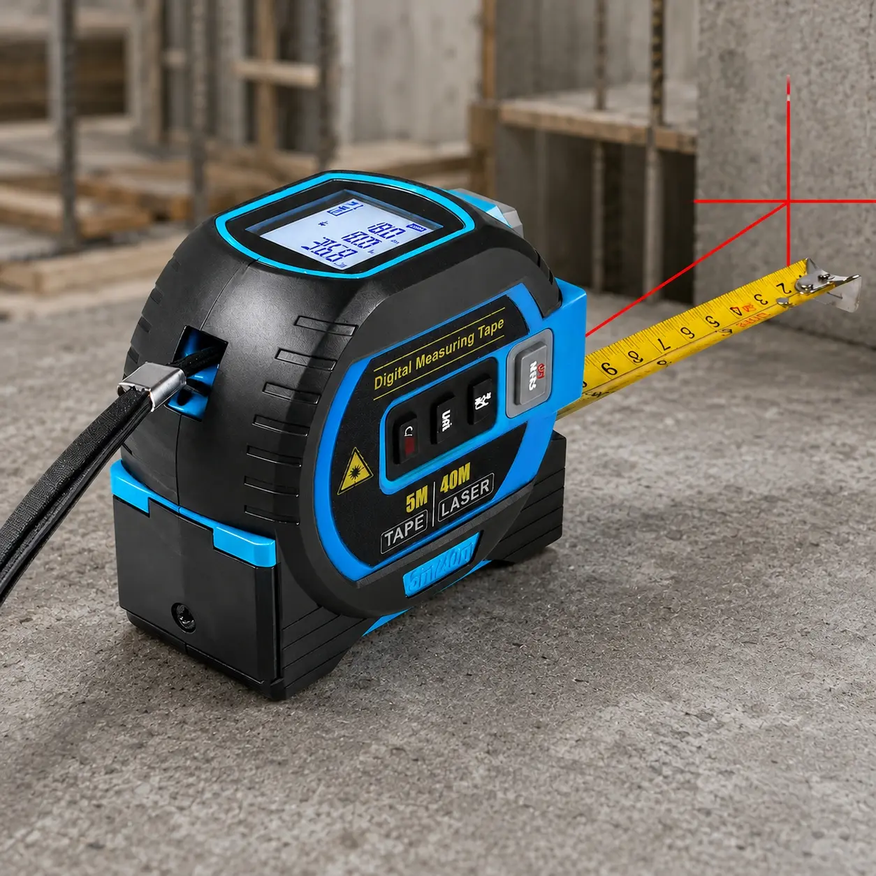 3-in-1 Digital Laser Tape Measure - Laser Measuring Tool - 196ft/60m Precision Distance Meter with Backlit LCD, Quick Auto-Lock, Switchable Units for Indoor/Outdoor Use, Ideal for Home Renovation & DIY Projects