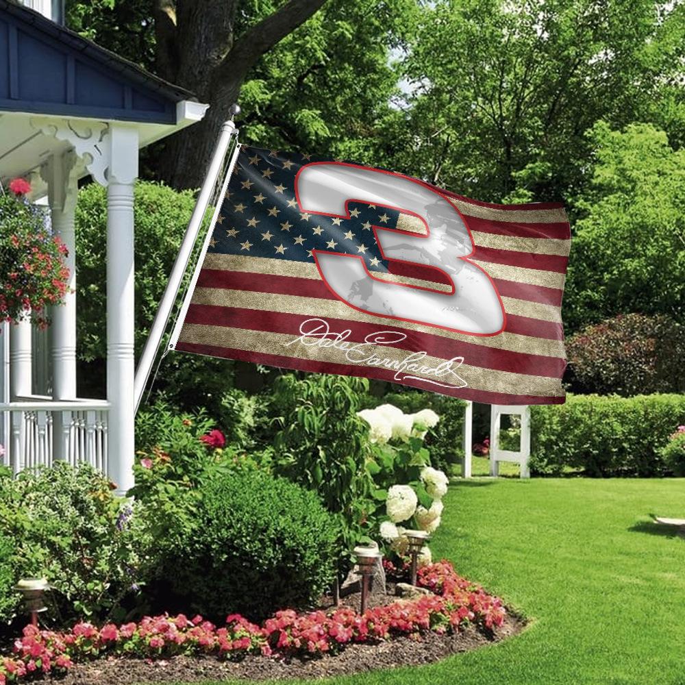 Dale Earnhardt Jr Race Car Champion 3x5 Flag, Outdoor Durable Polyester American Flag with Bold Design, Patriotic Home Decor for Bedroom & Living Room, Room Decor Banner