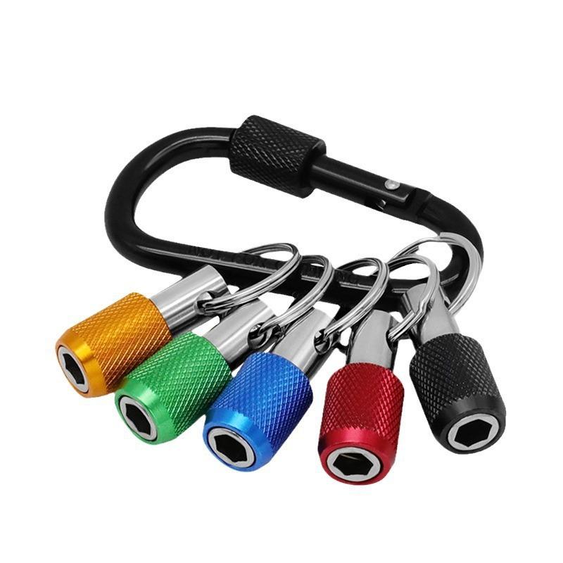 Cross-border 5PC Colorful Keychain Quick-Change Adapter Rod with Carabiner, Hex Shank Bit, Quick-Release Socket Conversion Rod