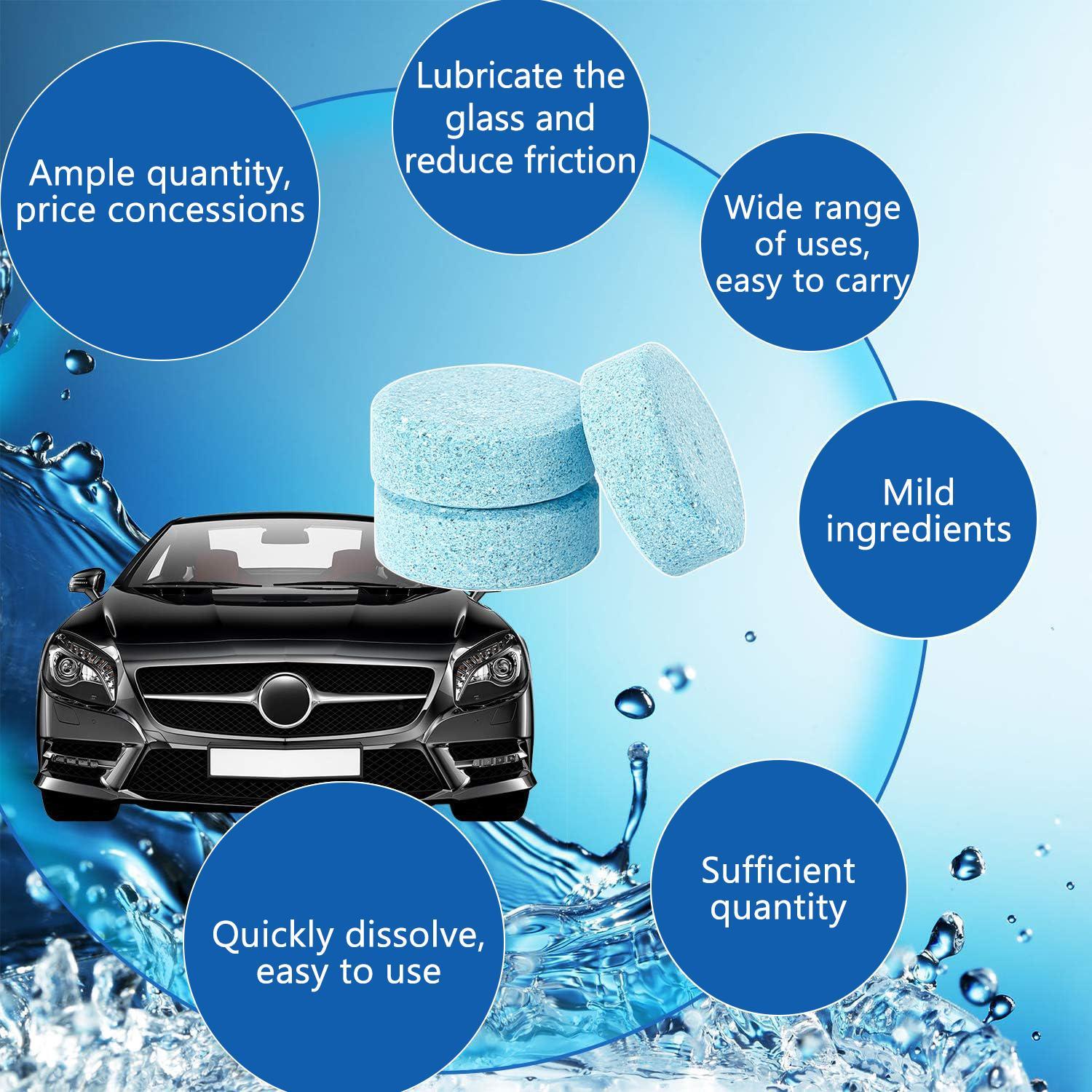 Solid Wiper Cleaner 30pcs, Concentrated Washer Fluid, Car Windshield Wiper Washer Fluid, Solid Wiper Effervescent Tablet Concentrated
