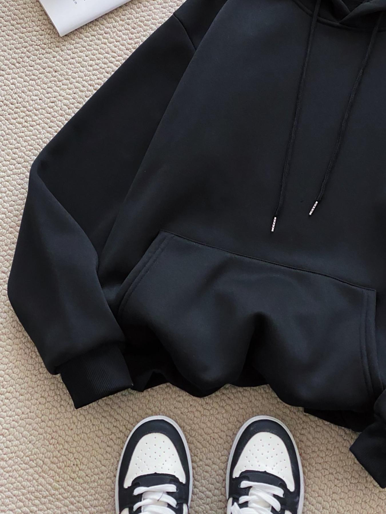 Men's Hooded Sweatshirt with Kangaroo Pocket and Drawstring Design Casual Loose Fit All - Season Wear Durable Fabric