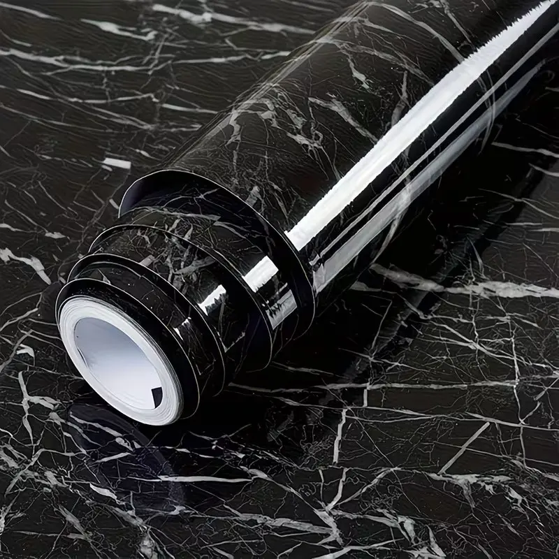 Marble Self Adhesive Wallpaper Vinyl Wall Sticker Kitchen Decorative Film Waterproof Wallpaper for Home Decoration Black