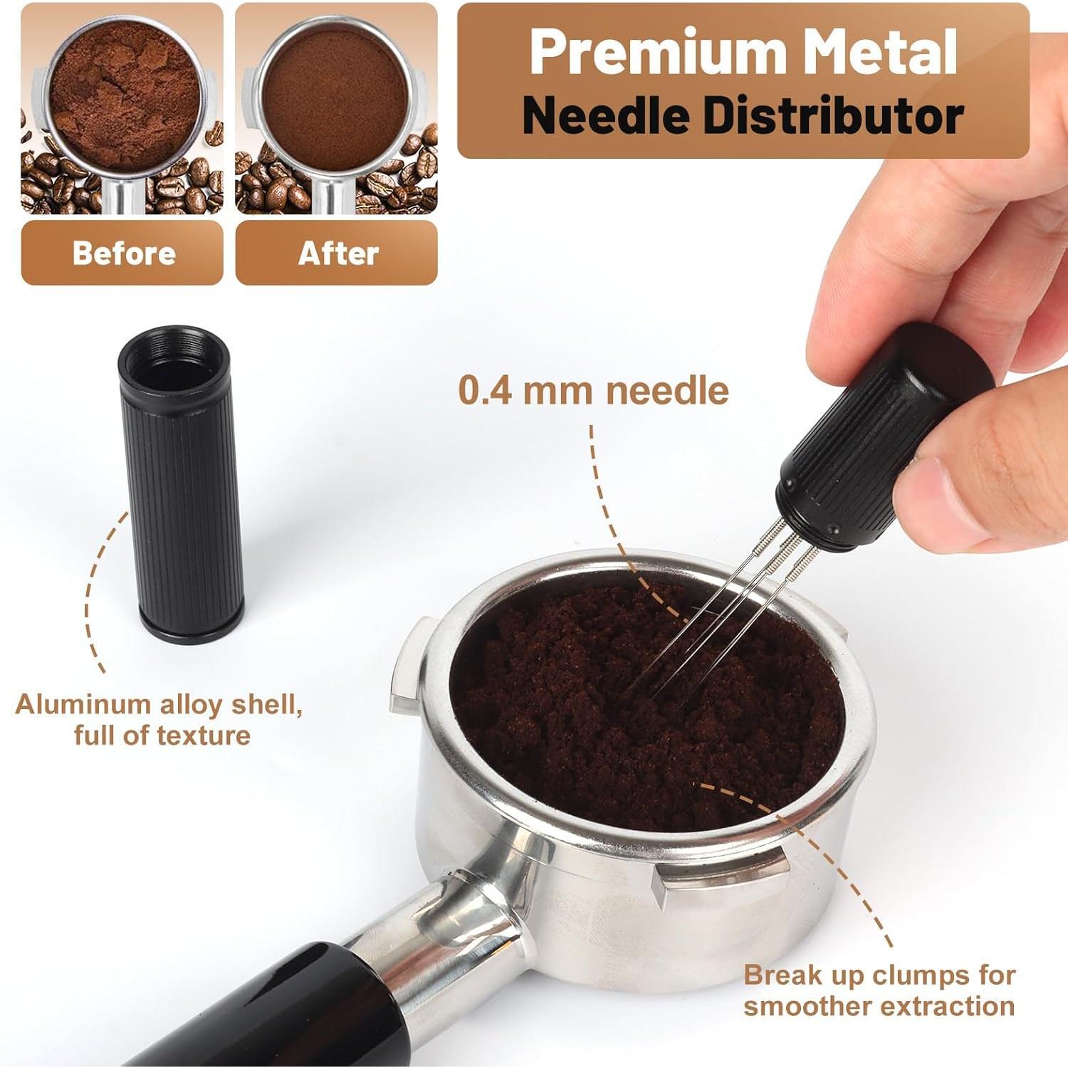 51mm Espresso Tools - Coffee Distributor and Tamper Leveler, WDT Tool,  Dosing Funnel and Puck Screen with Remover, Espresso Accessories Kit Fits 51mm Portafilters and Espresso Machines