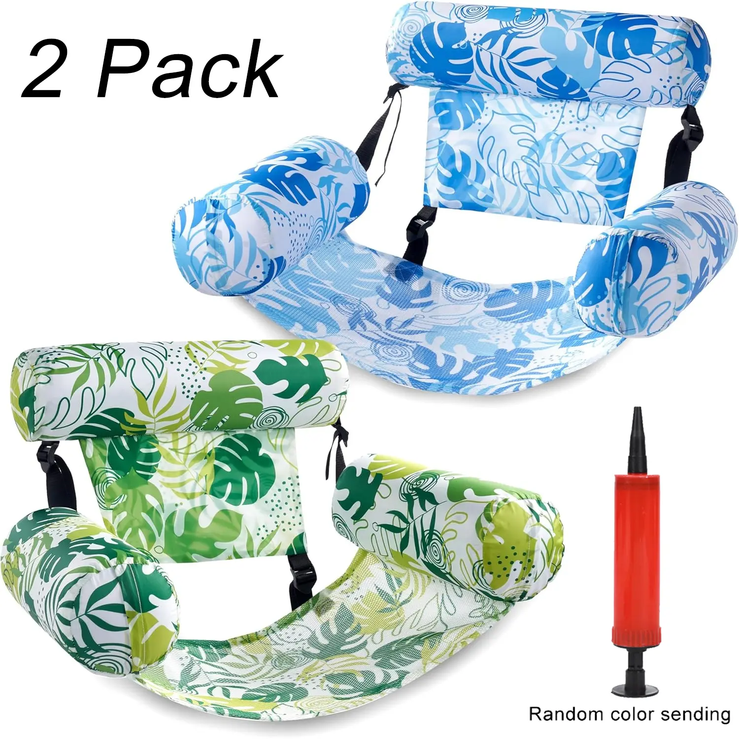 2pcs Inflatable Pool Hammock, Pool Inflatables, Foldable Portable Float Sofa, Pool Floaties, Adult Swim Pool Lounge Chair, Summer Sunbath, Manual Pump Included