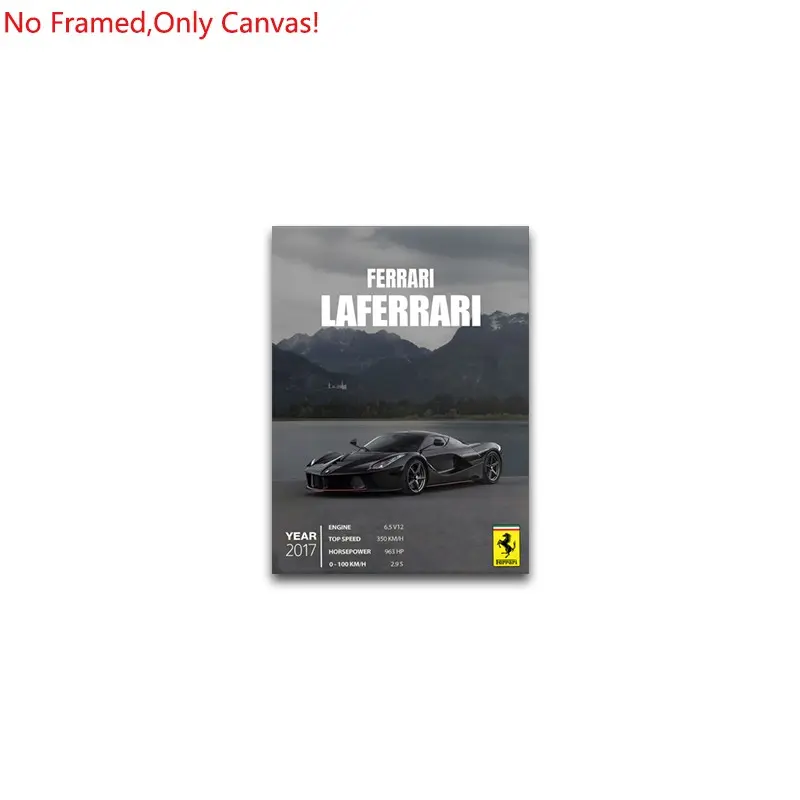 1 Piece/Set frameless canvas painting print poster,Luxury sports car art，LaFerrari Super Sports Car 2017，a perfect gift for cars loves, ideal gift for bedroom, living room, dorm hallway, kitchen, mural, wall decoration, room decor