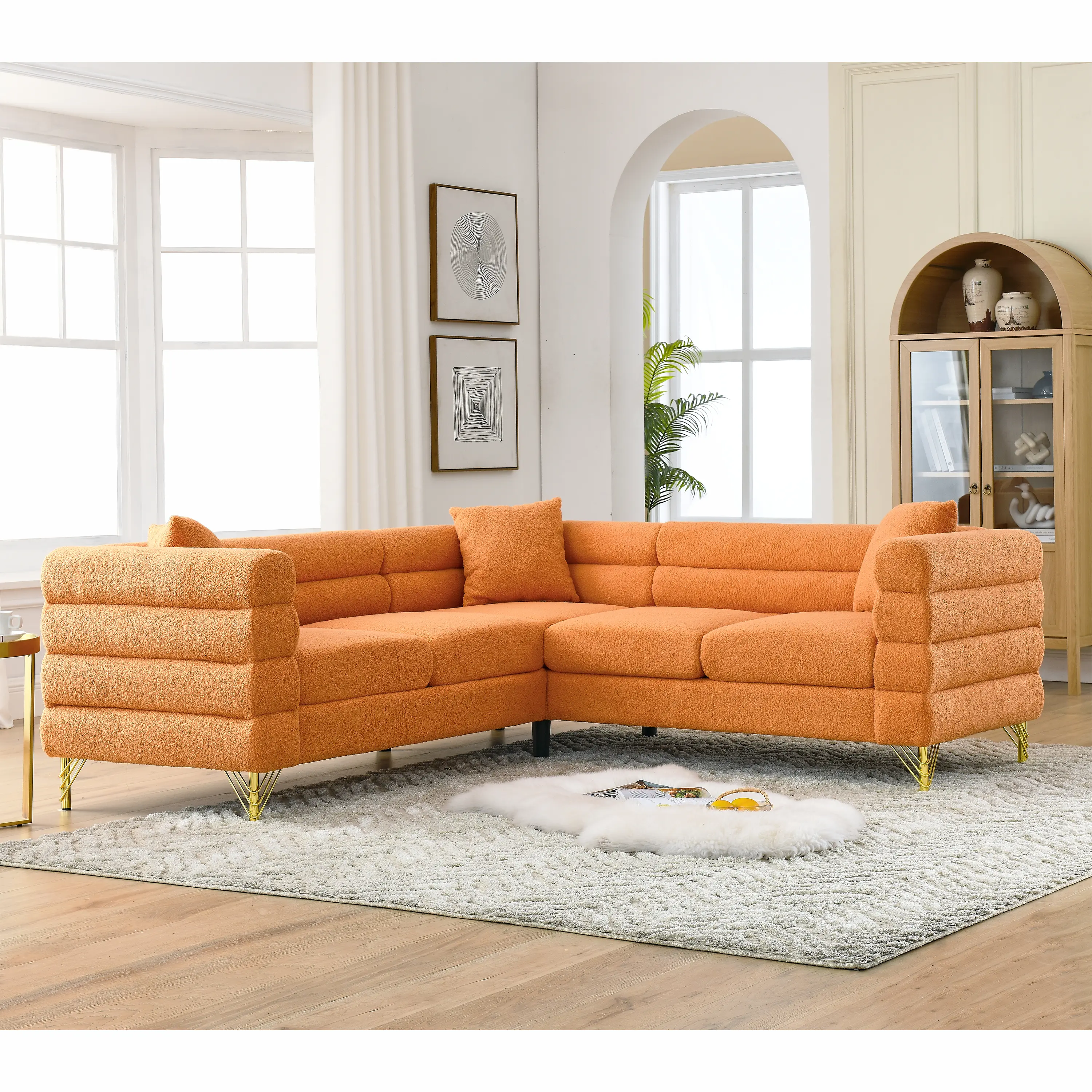 ARCH 81.5-Inch Oversized Corner Sofa L-Shaped Sectional Couch 5-Seater with 3 Cushions for Living Room Bedroom Apartment Office Large Family Furniture, Living Room Furniture for Apartment, Lounge, Family Room, Office and Home Seating