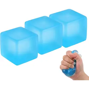 3pcs Squishy Stress Cube, 2026 New Squishy Stress Ice Cube Fidget Toys, Stress Relief Toys Squeeze Toys for Adults (Blue)fidget toys
