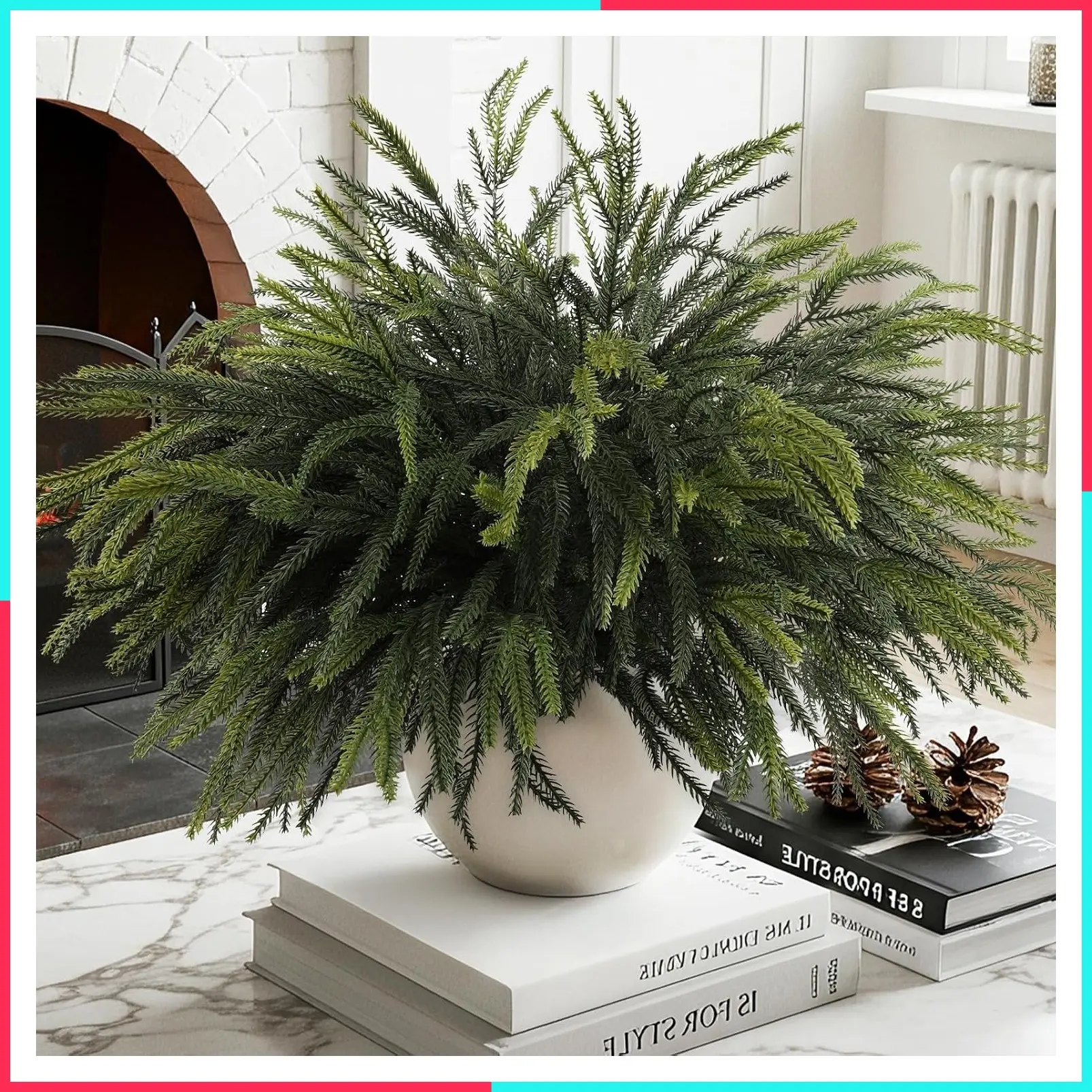 12Pcs Christmas Norfolk Pine Stems, 24 Inch Real Touch Greenery Picks