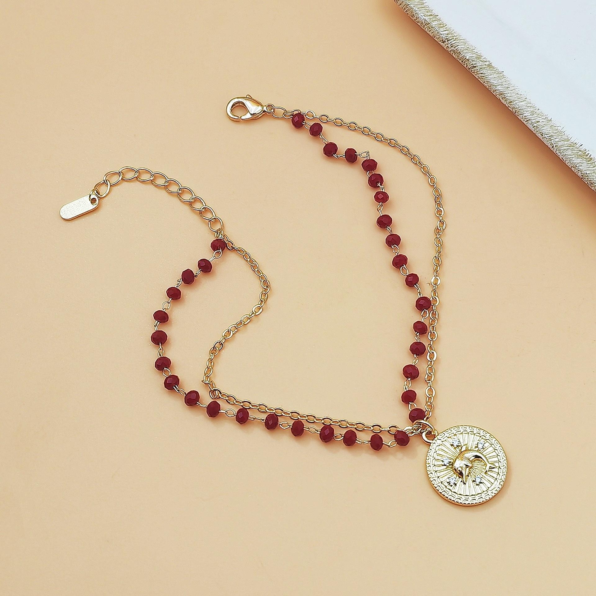 Handmade Beaded Multi Layer Bracelet for Women Whale & Round Disc Pendant Boho Trendy Jewelry Minimalist Luxury Stackable Accessory Elegant for Daily Wear Parties & Gifts