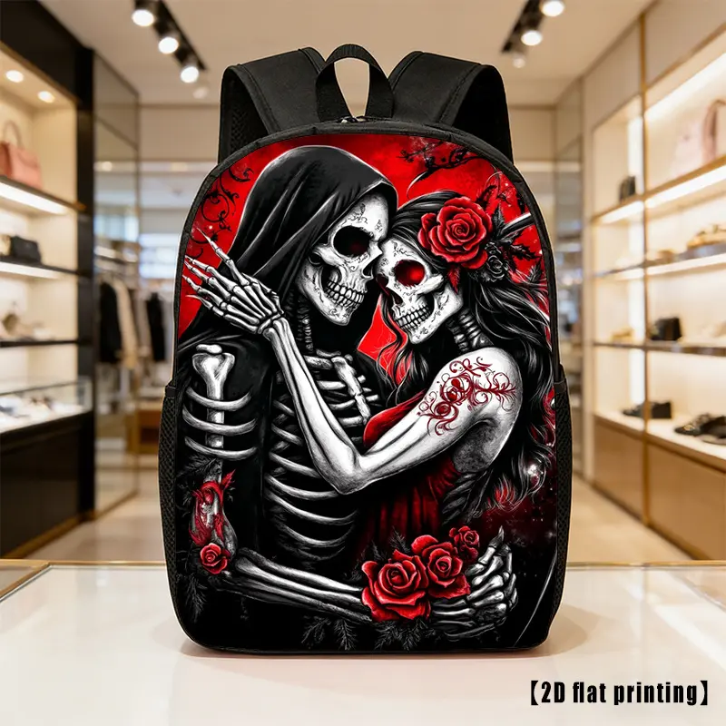 The Reaper Lover Polyester Unisex Backpack - Lightweight, Large-Capacity, Adjustable Shoulder Straps, Side Pockets - Suitable for Casual Wear, Commute, Hiking