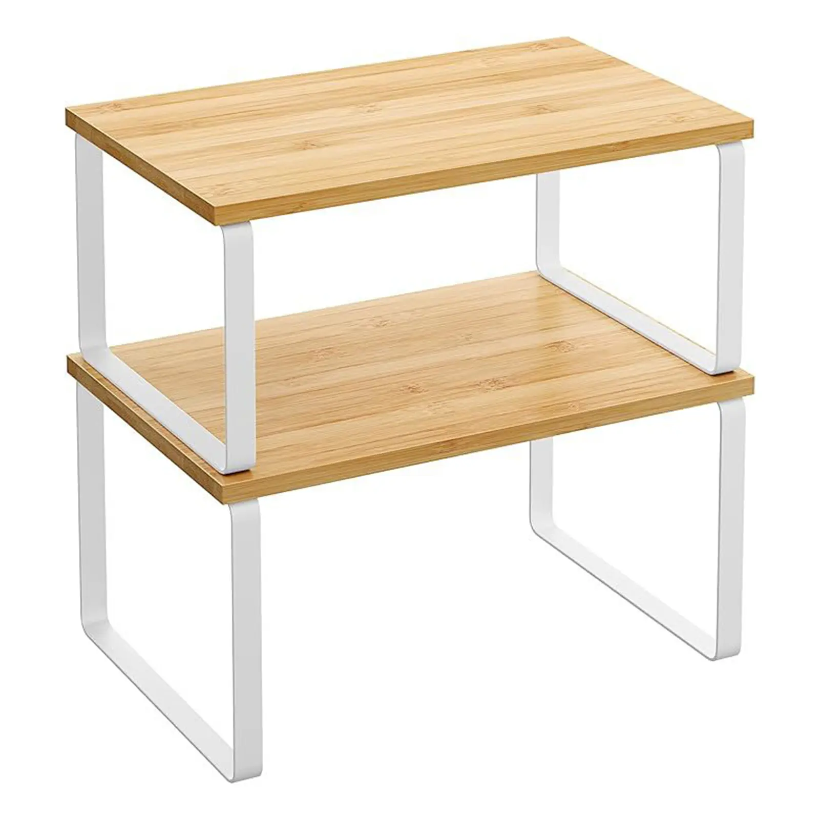 2-Piece Functional Rectangular Density Board Cabinet Organizer Shelf - Antislip Surface, Stackable Countertop Spice Rack for Kitchen Storage & Cabinet Storage Solutions