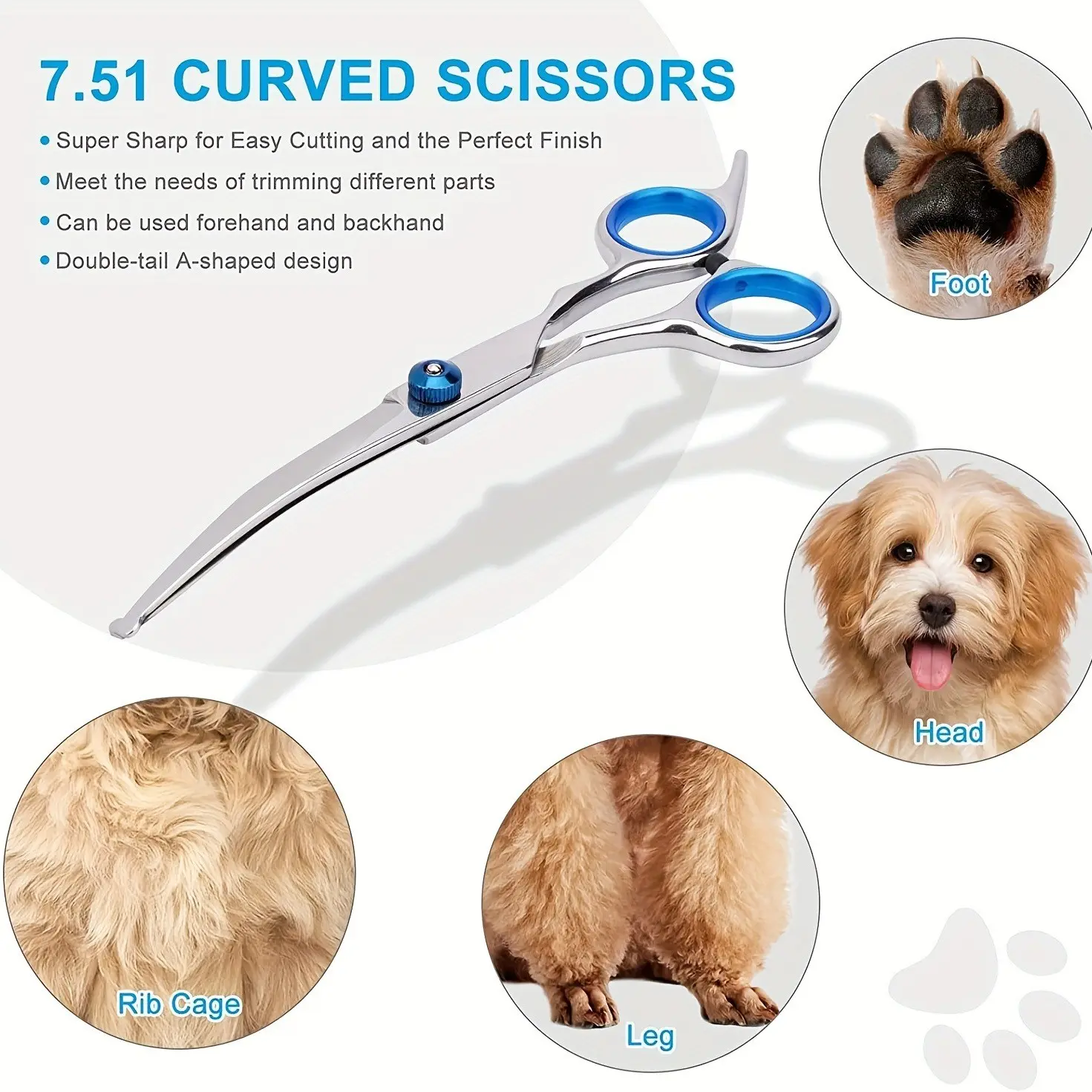 Advanced Pet Grooming Scissors Set, Safe Rounded Head Design, Stainless Steel Scissors, Ideal for Dogs and Cats, Durable and Reliable