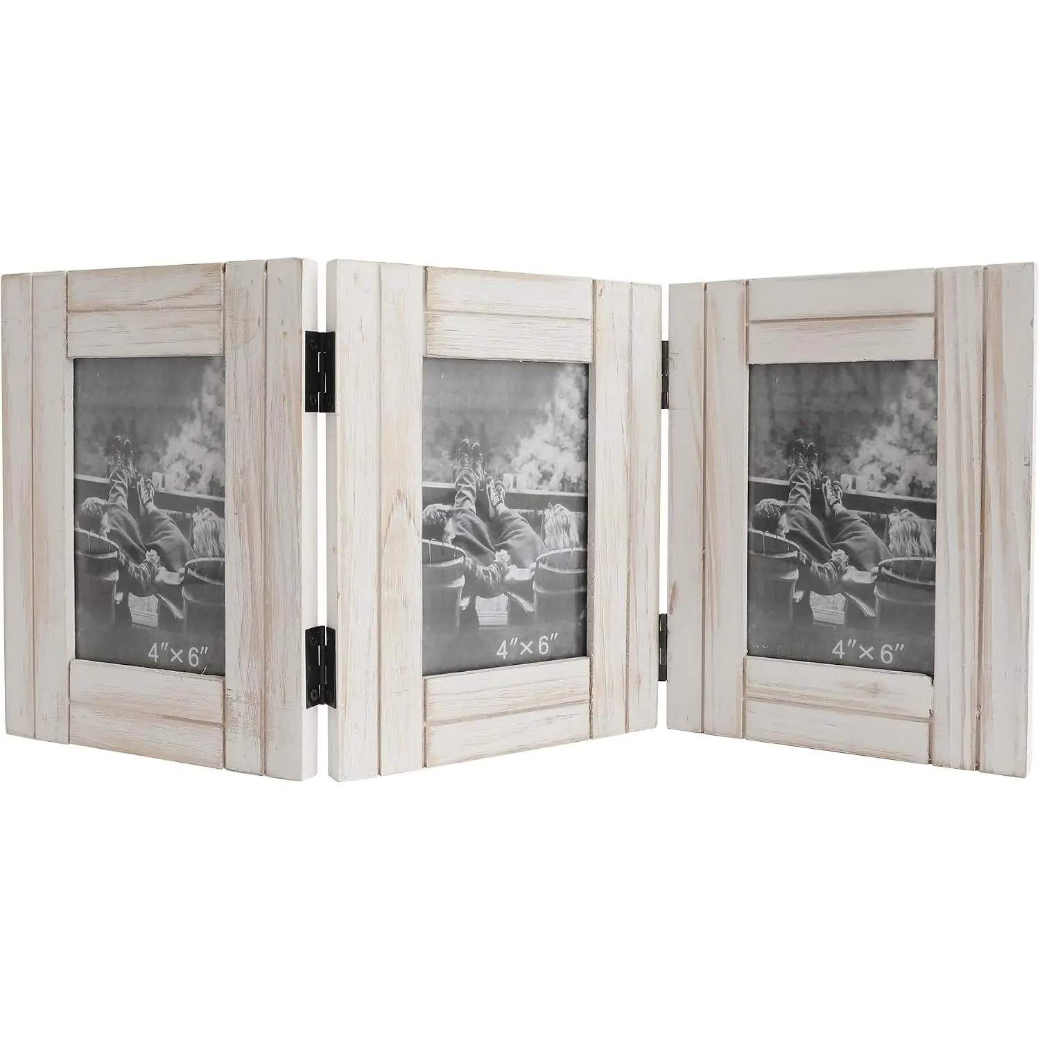 Rustic Picture Frame White, 4X6 Picture Frame College, 3 Photo Frame Hinged  Picture Frames Desk Photo Frame for  Office
