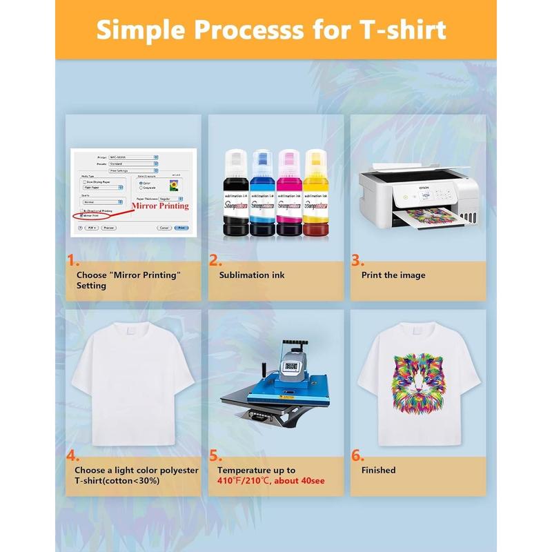 170 Sheets Sublimation Paper Heat Transfer Paper 8.5x11 inch A4 for Any Epson   Sawgrass Inkjet Printer with Sublimation Ink for Mug, T-Shirt,Light Fabric DIY 125gsm