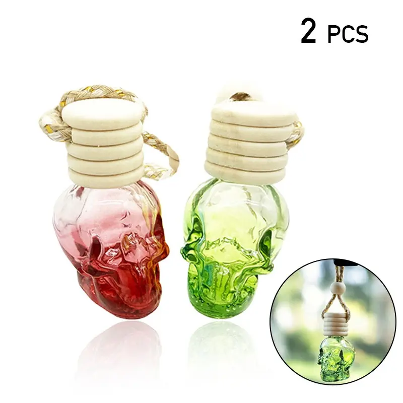 2-Pack Skull Glass Diffusers, Aesthetically Pleasing Air Freshener Dispenser, Halloween Decor Gift, Wall-Mounted Fragrance Diffuser for Home and Car