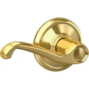 Schlage F10 FLA 605 Flair Door Lever, Hall & Closet Passage Lock, Bright Brass