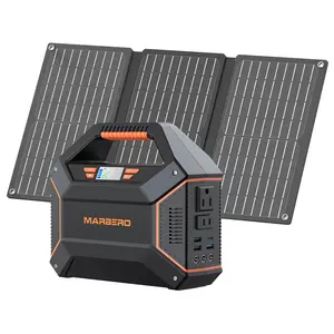 MARBERO 155Wh Solar Generator with 30W Solar Panel Portable Power Station 2 x 100W  AC Outlets(150W Surge) 9 Output Ports Built-in Flashlight for Home Camping Hurricane Emergency