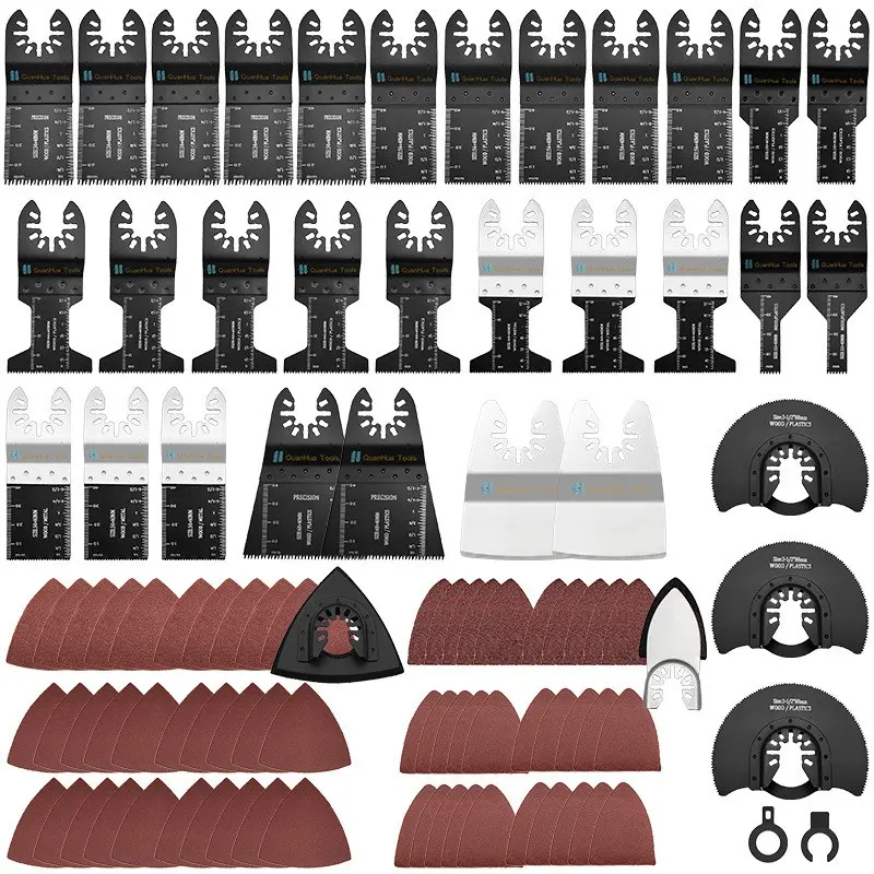 Father's Day Gift 96Metal Wood Oscillating Tool Blade, Titanium Oscillating Saw Blades with Sandpaper, Quick Release Multi Tool Blades Kits for Dewalt Ryobi Milwaukee Rockwell Fein Makita Power Tools Tool Accessories Hardware