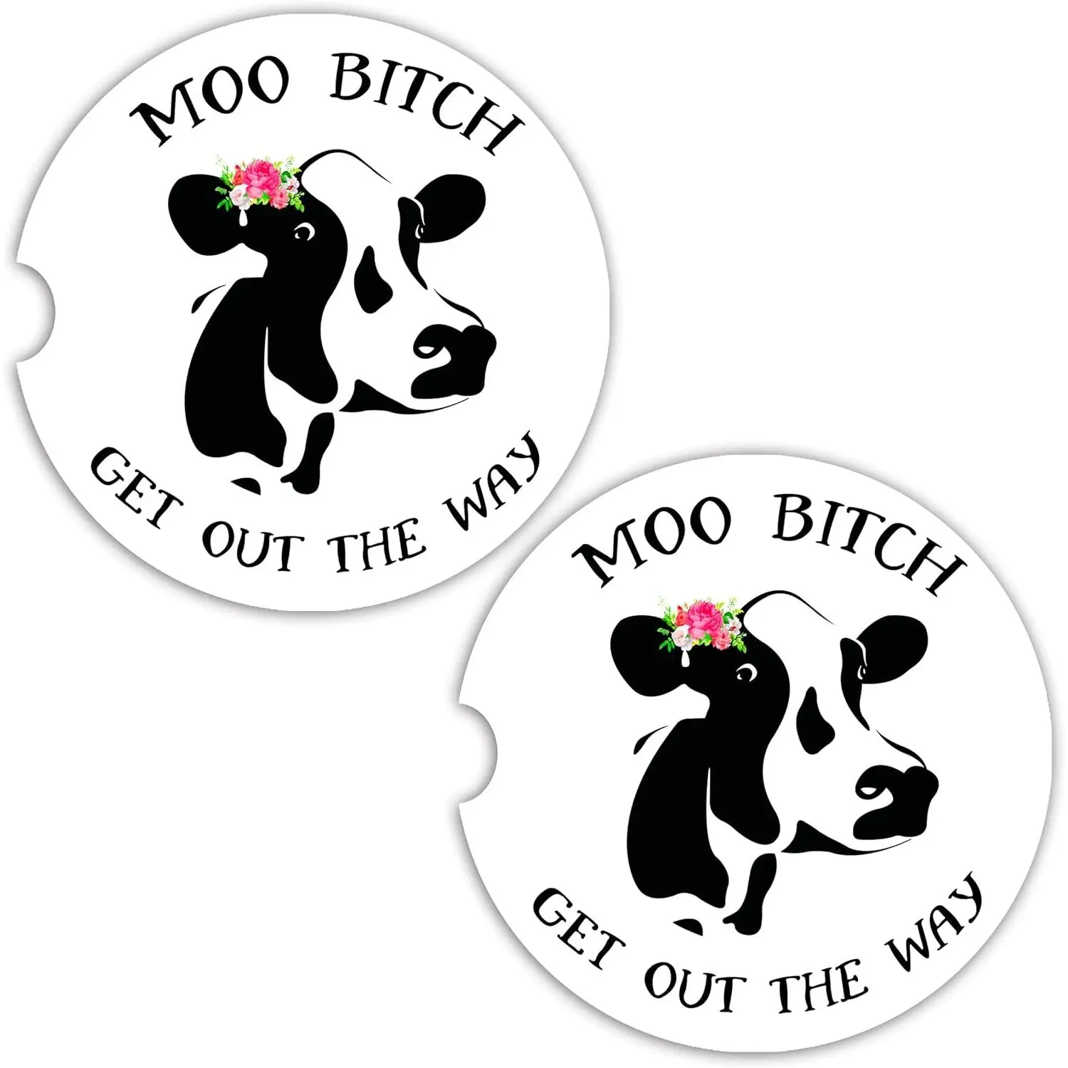 Cow  Coasters for Cup Holders - 2 Pack Cute   Accessories for Women, Funny Highland Cows Stuff Decor, Absorbent Ceramic Cup Holder Coaster for  to Keep Clean, Country