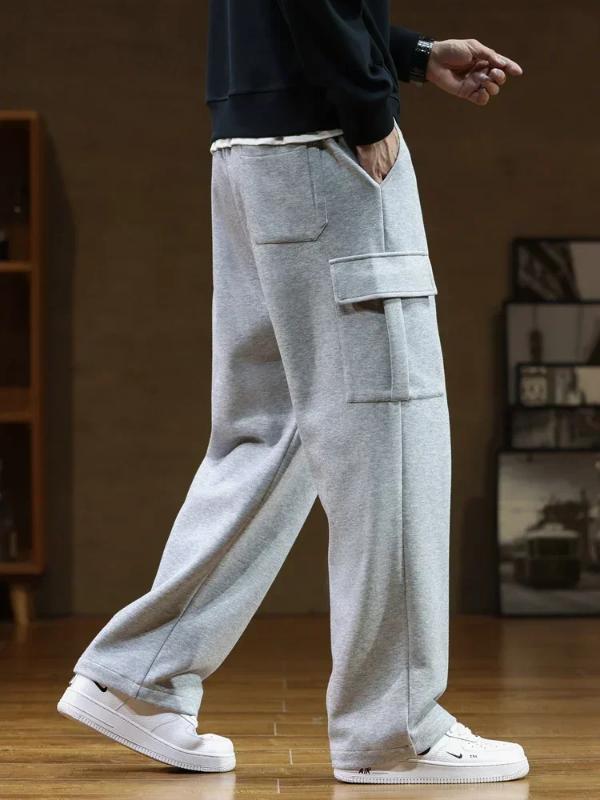 Kyn Apparel 2026 New Sweatpants Men Multi-Pockets Drawstring Cotton Casual Wide Pants Male Loose Straight Trousers Large Size 8XL
