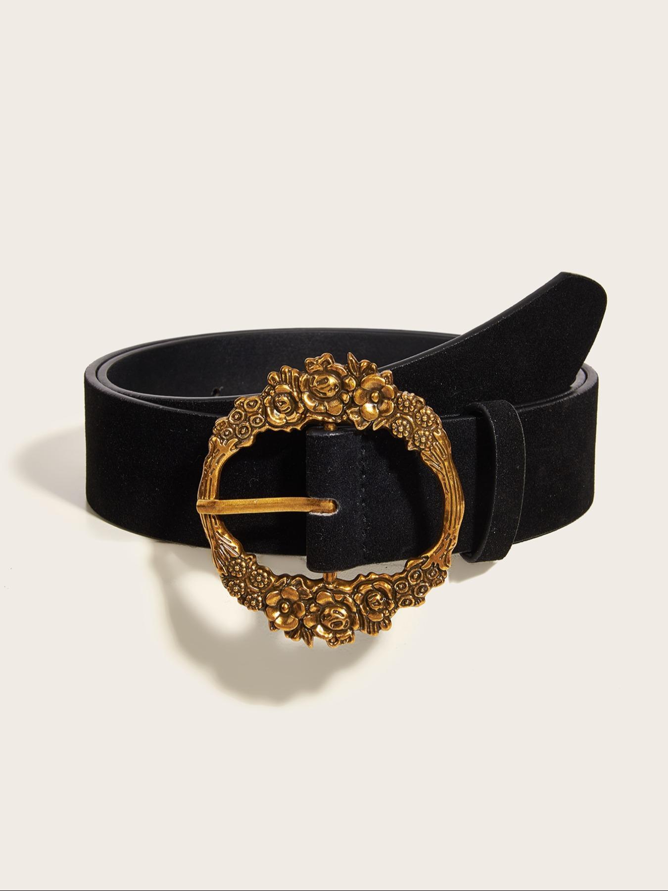 Boho Style Vintage Gold Round Buckle Belt, Fashionable Pu  display picture 3