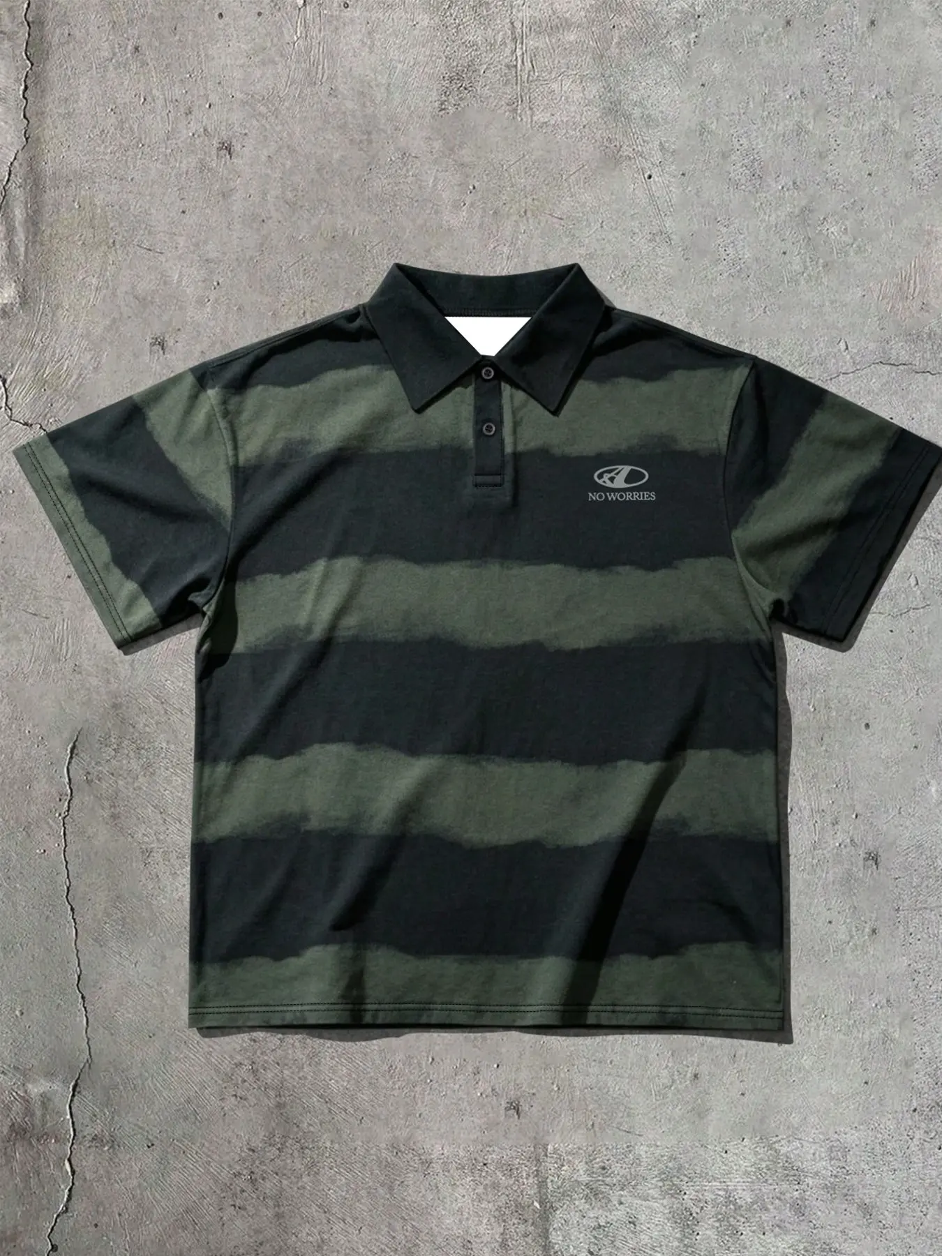 Men's Vintage Gradient Wide Stripe Short Sleeve Polo, Japanese Style Clean Fit Retro Casual Collar Top, Trendy Men's Fashion Shirt