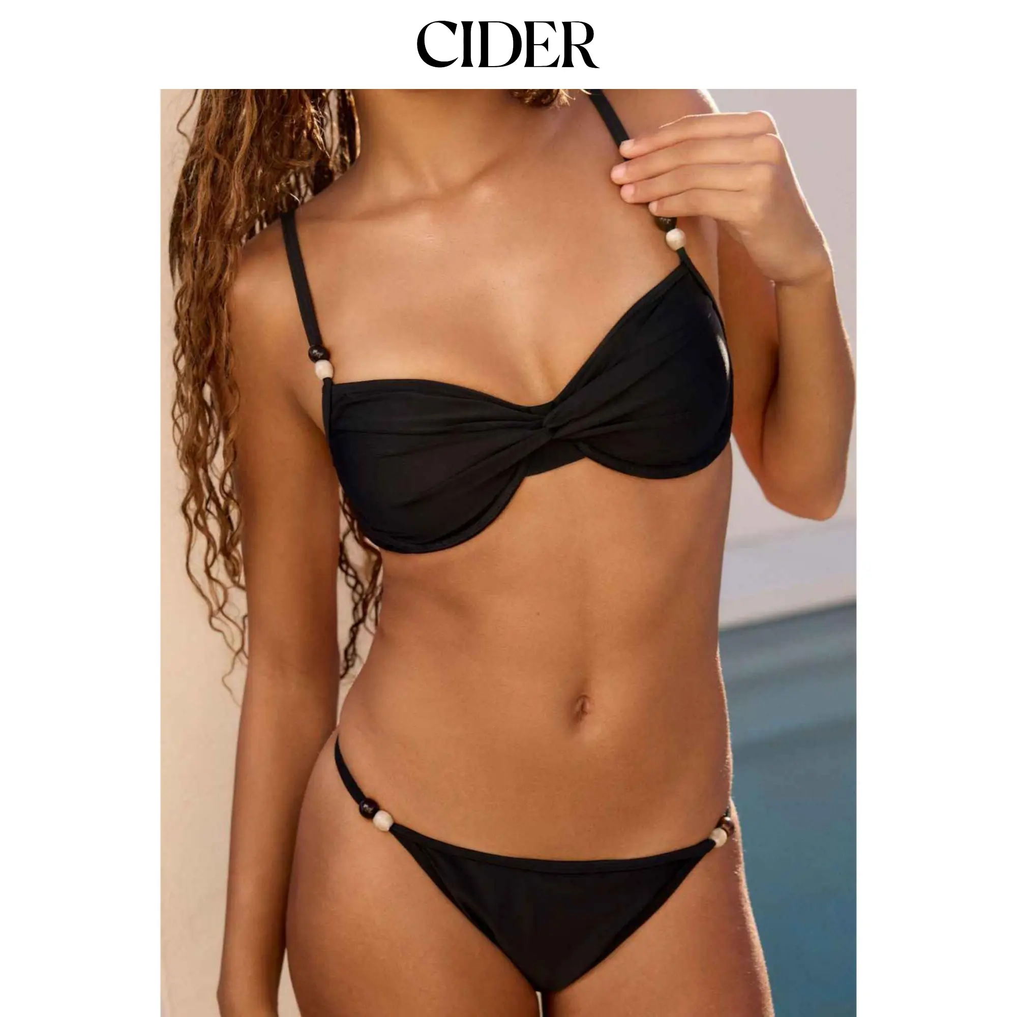 Cider Women's Sweetheart Beaded Underwire 2-Piece Bikinis Set, Beach Wear, Bikini Style, Set Includes Top, Women's Clothes, Women's Fashion