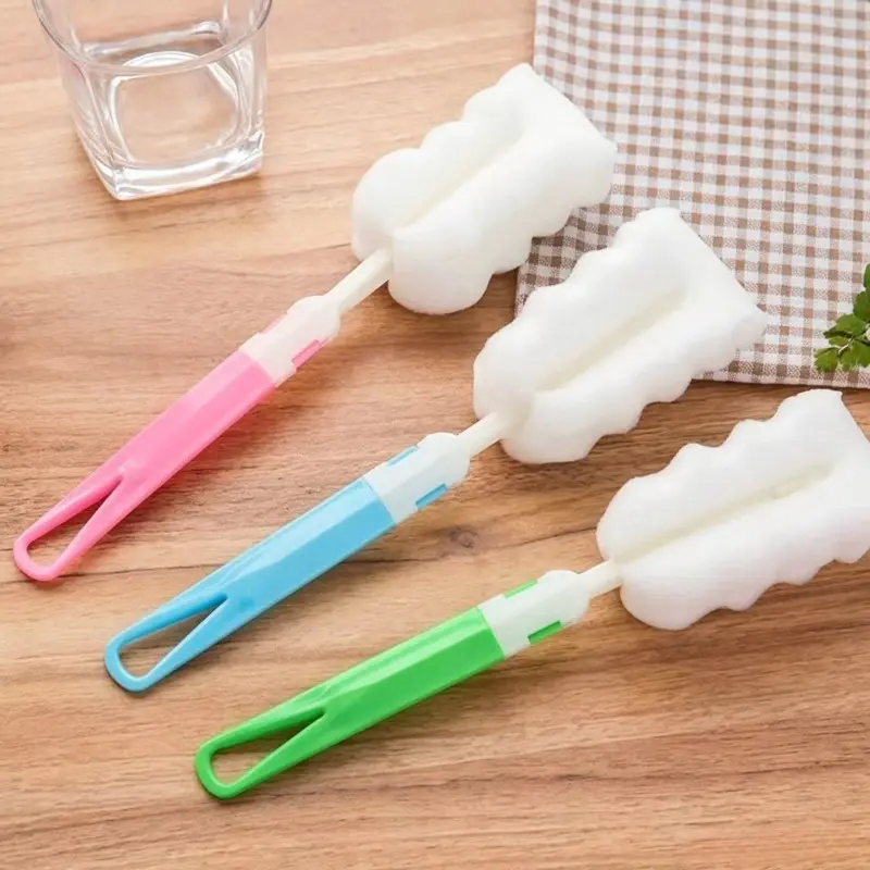 Long Handle Sponge Bottle Brushes, 3 Pack Detachable Cup Cleaners, Multi-purpose Design, Soft Sponge Head, Ideal for Mugs, Water Bottles and Daily Kitchen Cleaning Tasks