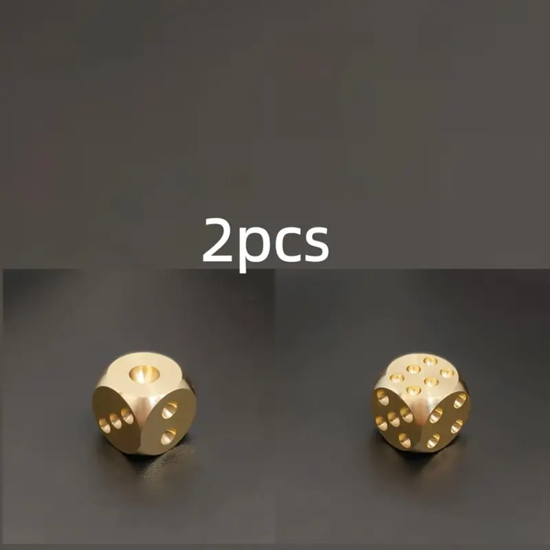 Golden Copper 2pcs Elegant Solid Brass Mahjong Dice- Intricate Engravings, Perfect for Board Games, Bars& KTV- Yellow, Tabletop Gaming, Highquality Metalwork, Bar Owners, Game Enthusiasts, Dice Set