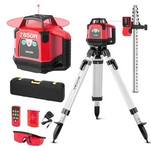VEVOR Rotary Laser Level Kit, 2650ft 360-Degree Self Leveling Red Horizontal Laser Transit, with Heavy-duty Tripod, Receiver, Remote Control, Toolcase, IP66 Waterproof, 0.06in/100ft for Construction