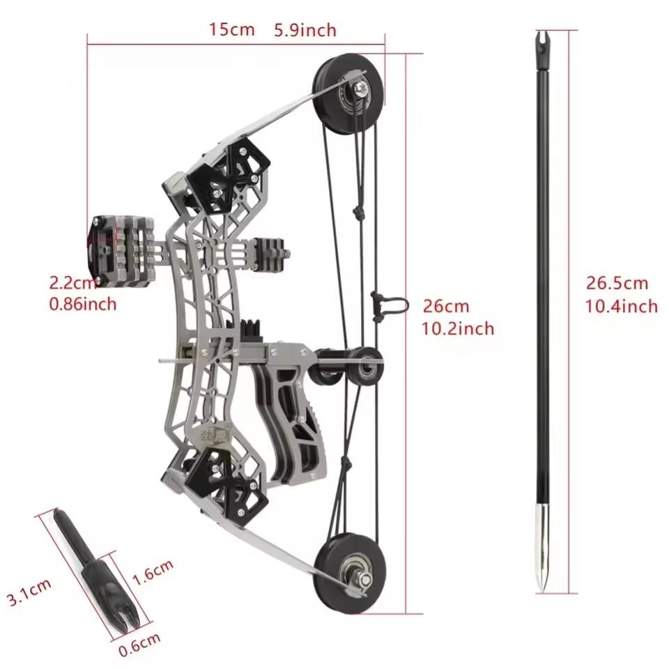 Sport-Partner Stainless Steel Mini Composite Bow and Arrow Toy Set with 8 Arrows Ideal for Beginners Practice Archery Compact Durable Gift Compound Bow Sport-Partner Stainless Steel Mini Composite Bow and Arrow Toy Set with 8 Arrows Ideal for Beginners Practice Archery Compact Durable Gift Compound Bow