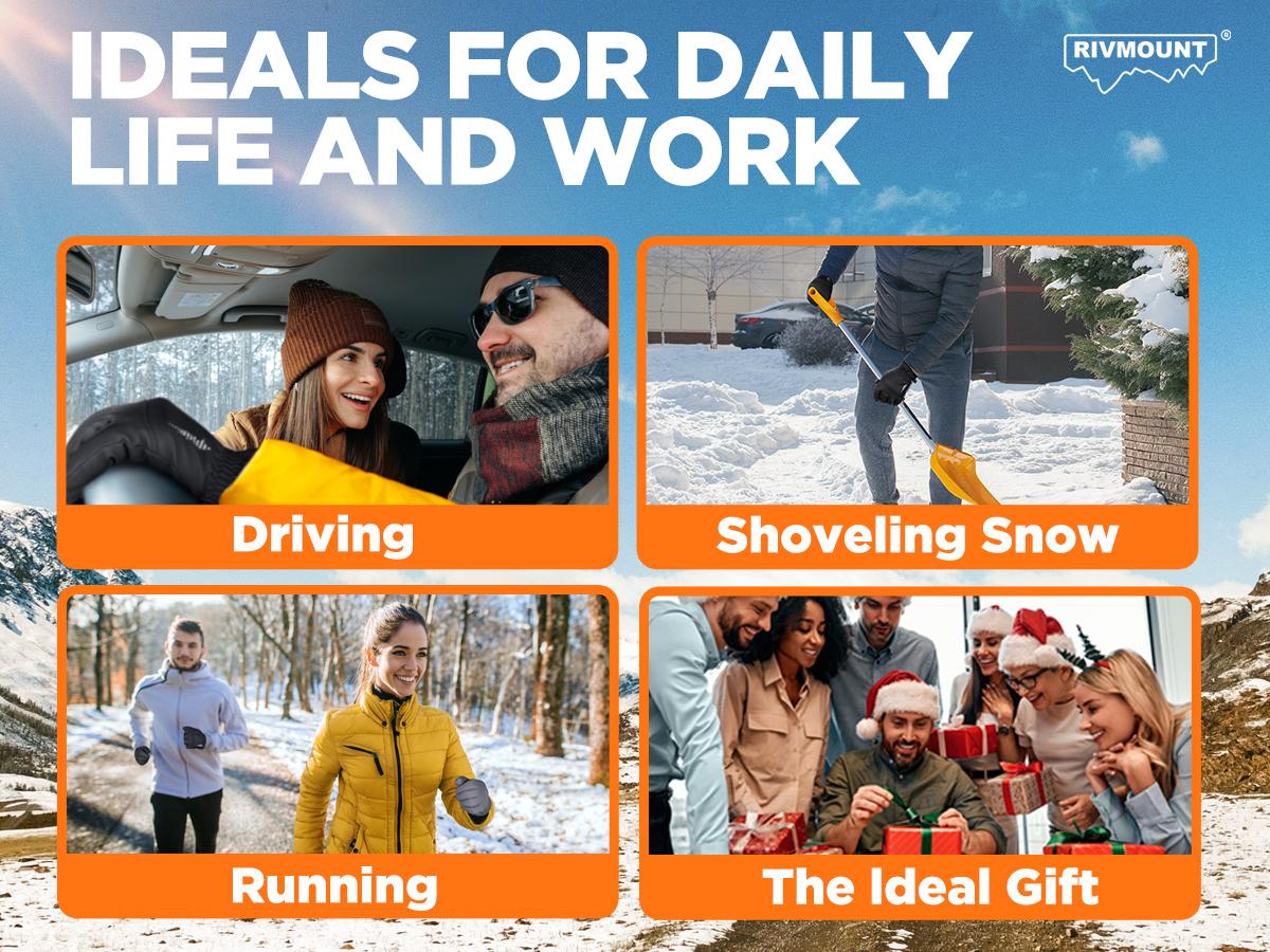 Winter Waterproof Ski Snow Warm Gloves for Women Men, Windproof Cold Weather Thermal with Touchscreen Fingers, for Running Driving Cycling Hiking Biking Outdoor Sports Daily Work RG802