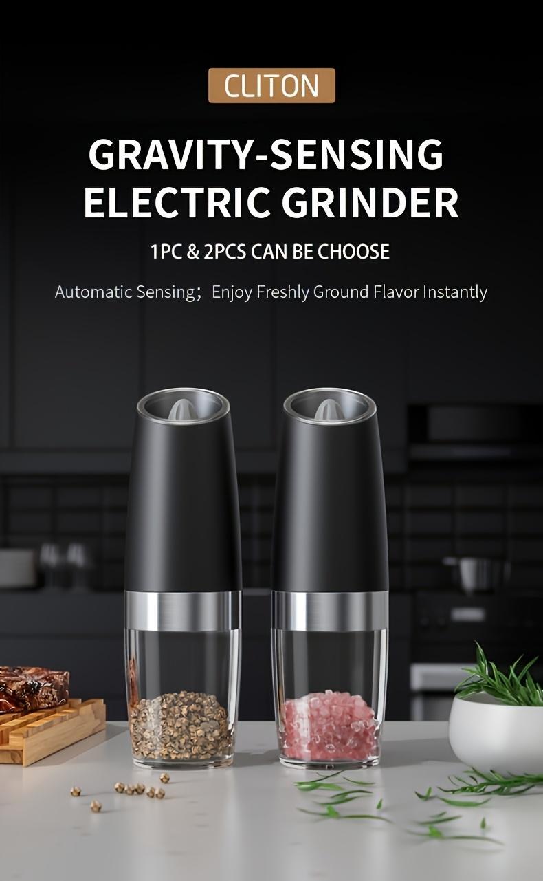 1pc/2pcss CLITON Salt And Pepper Grinder Electric 2pcs, Electric Battery Salt And Pepper Grinder Set, Electric Salt And Pepper Grinder Set, Salt And Pepper Shakers Set, Large Capacity with LED Light, Multiple Style Options, Kitchen Gift