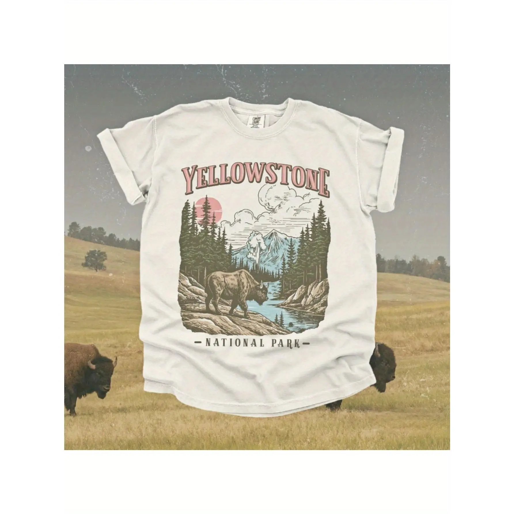" National Park Graphic Tee - Men's Black Yellowstone Forestcore Design Shirt",back to school,back to school shopping