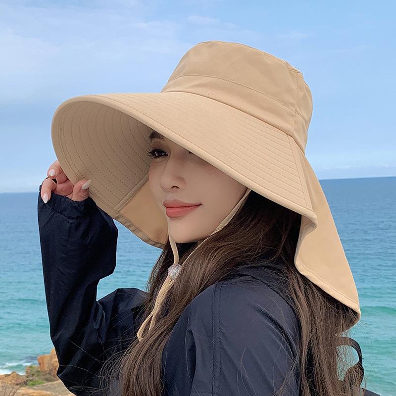 Women's Wide Brim Sun Hat with Neck Flap - UPF 50+ UV Protection Visor for Hiking, Cycling & Fishing - Breathable Summer Outdoor Hat with Adjustable Chin Strap