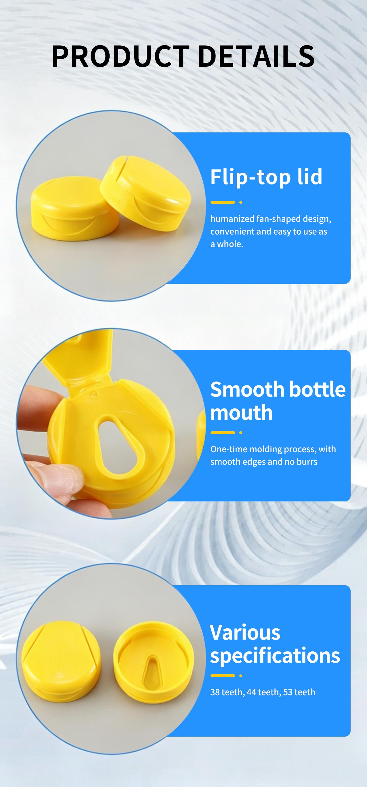 1.57" 1.85" 2.16" PP Plastic Flip Top Chewable Bottle Caps Leak-Proof Thickened Dispensing Caps for Health Supplement Capsules with Tin Organiser Canister