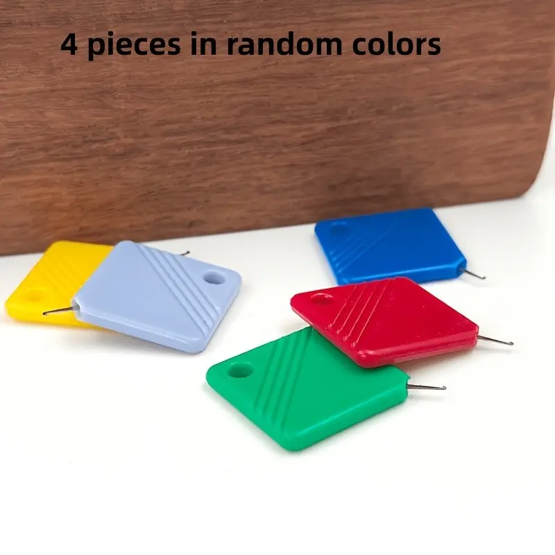 4-Piece Square Plastic Thimble Set, Easy Needle Threader, Sewing Tool for Home & Industrial Machines, Beginner-Friendly, Clothing Repair, Sewing Machine Accessories