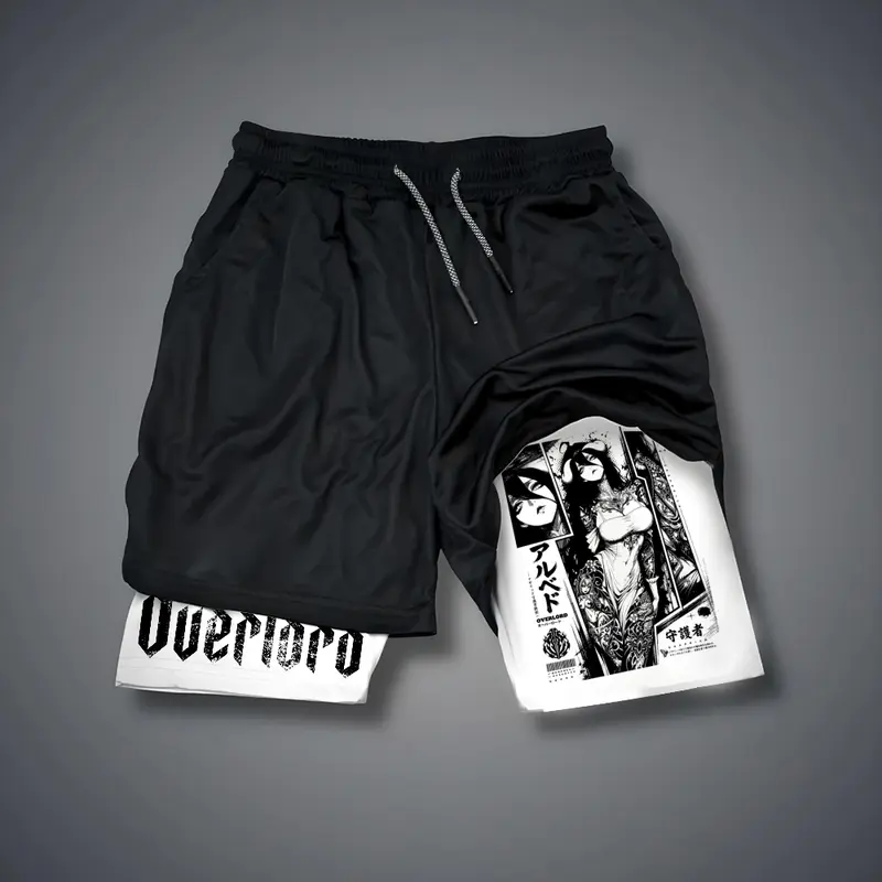 [Vtg90s]  Double-Layer Sports Shorts Graphic Shorts Black Shorts Camo Shorts Streetwear Shorts Men Outfits Men Short Shorts Vacation Outfits Shorts