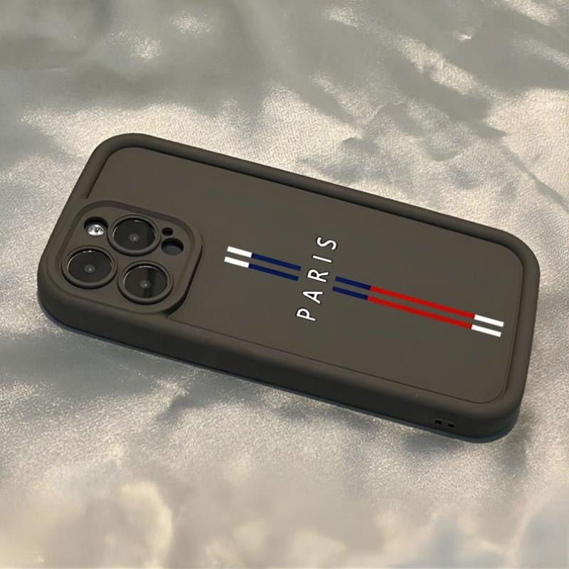 A Black for iphone Cover Featuring The Word "PARIS" Along with a Vibrant Striped Design! Offering a Fun, Straightforward, And Stylish Look for Both Men And Women, Compatible with for iPhone 17 E Air Pro ProMax iPhone16 15 14 Plus 13 12 Mini 11 X XS XR