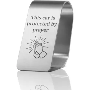 This  is Protected by Prayer Engraved Stainless Steel  Visor Clip, Travels Visor  Accessories, Driving Safety Prayer Religious Gifts for Family ,  Driver Gifts