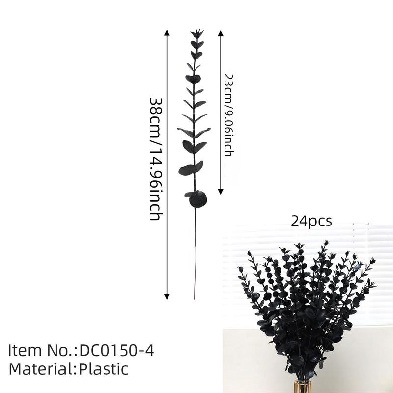 Artificial Plastic Eucalyptus Leaves Bunch Branch Elegant Artificial Plants For Wedding & Home Decor, 24pcs/bunch Fake Eucalyptus Leaves Bunch for Romantic Bouquet Decor